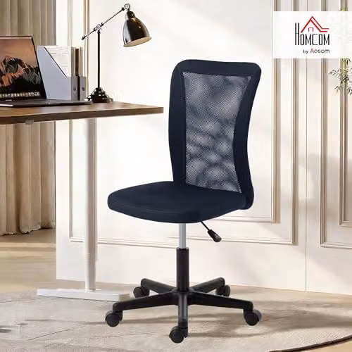 Vinsetto Ergonomic Armless Swivel Office Chair in Grey Fabric – 2