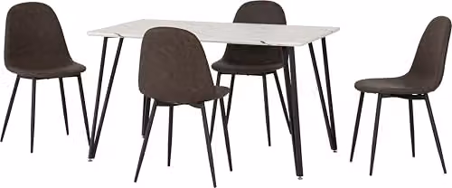 Seconique Marlow and Athens Dining Set in White and Brown – 2