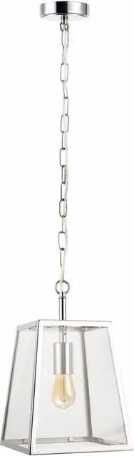 Happy Homewares Classic Lantern Pendant Light Fitting with Transparent Glass Sides in Silver – 1