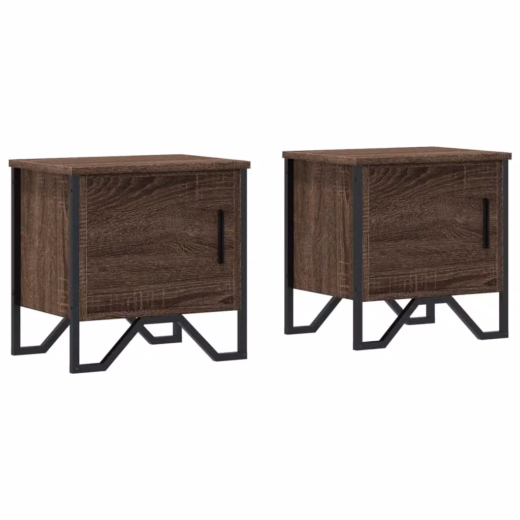 Berkfield Home Set of 2 Brown Oak Bedside Cabinets, W/D/H: 40 x 30 x 40 cm – 2