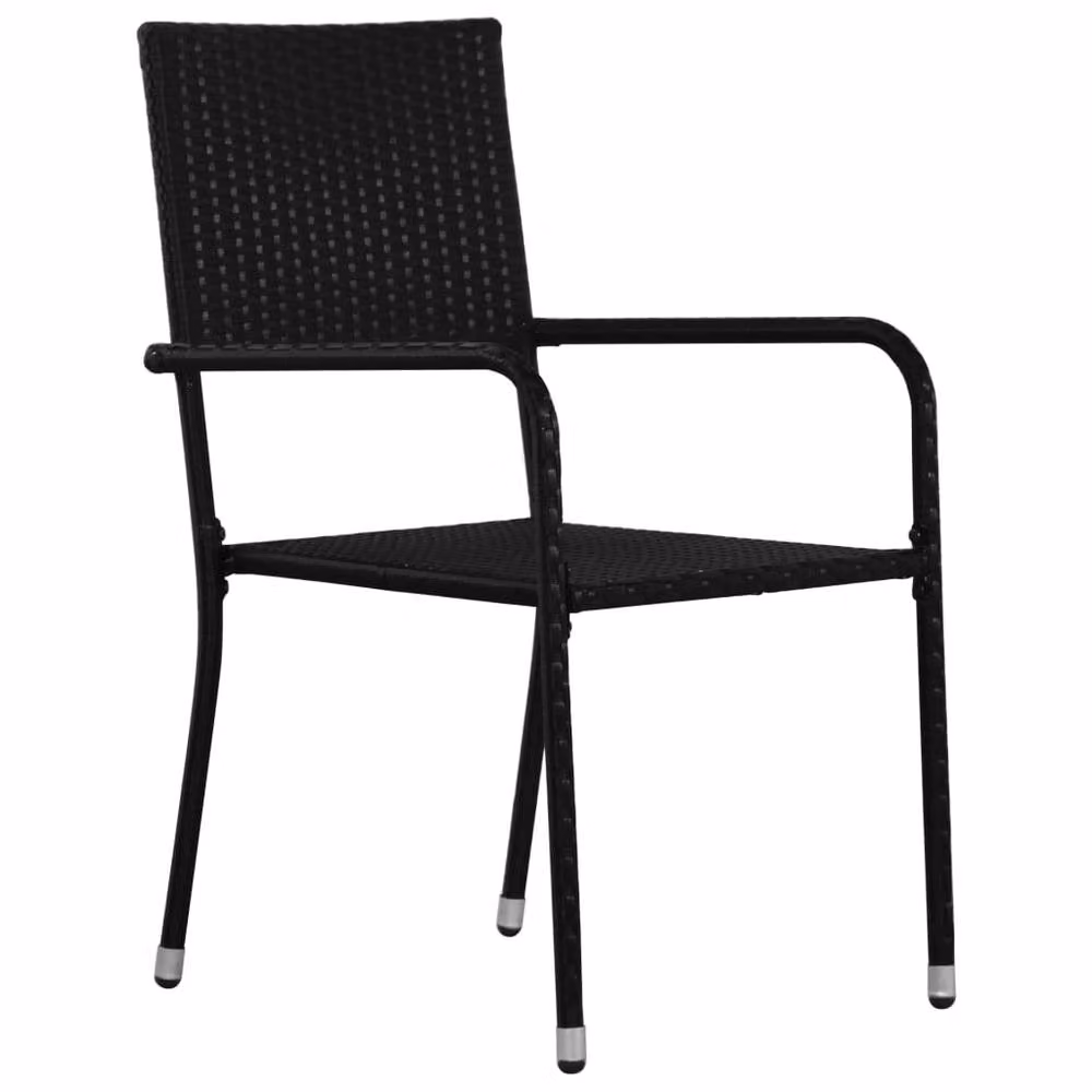 Berkfield Home Beautiful Garden Dining Chairs, Set of 2, Black Poly Rattan and Metal, Stackable – 3