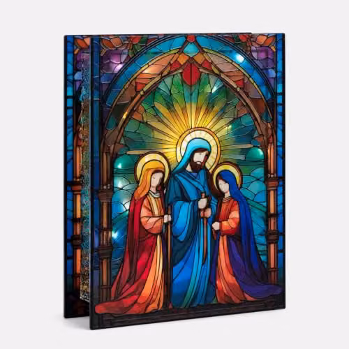 Samuel ALEXANDER Light Up Stained Glass Nativity Scene Christmas Decoration, Multicolour, W: 28 cm, H: 21 cm – 4