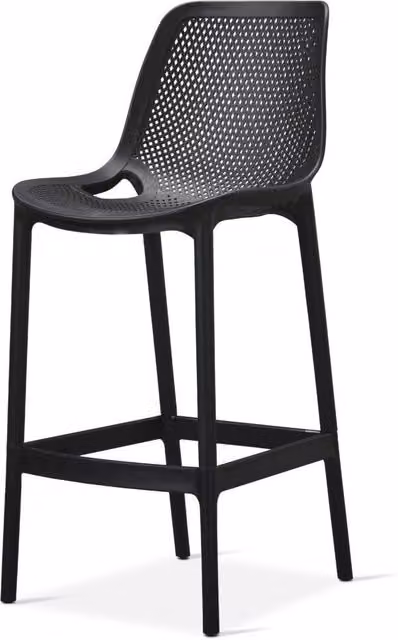netfurniture Gunez Modern Bar Stool in Black Synthetic Leather