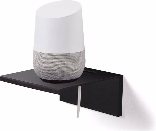 Hangman Black Aluminium Floating Wall Shelf for Alexa and Google Home