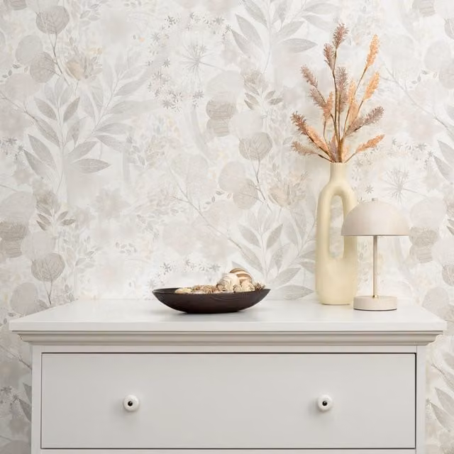 Erismann Secret Grove Botanical Floral Vinyl Wallpaper in Beige
