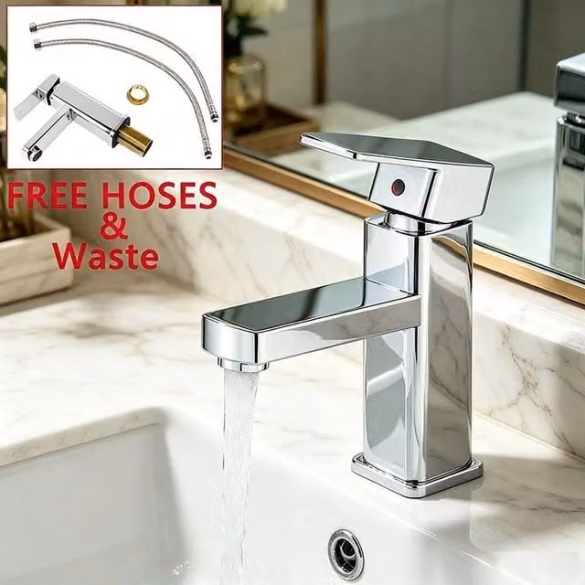 SPETLEK Modern Single Lever Basin Mixer Tap in Polished Chrome Silver