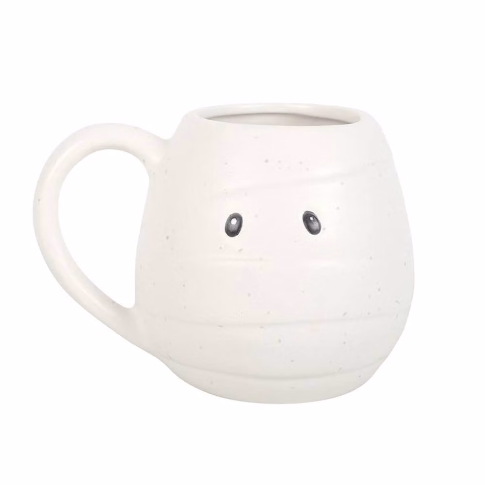 Uniqueful Mummy Shaped Rounded Ceramic Mug in White – 2