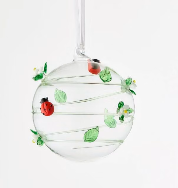 Sienna Glass Wildlife Collection Ladybird Glass Globe in Light Red, Diameter: 10 cm
