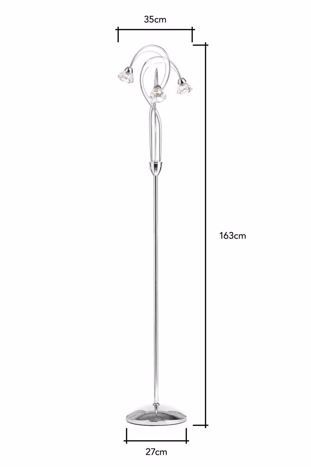 BHS Lighting Marianne Arc Floor Lamp in Chrome Silver with Glass Shade – 2