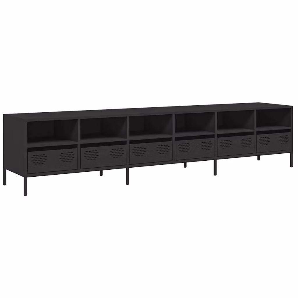 Berkfield Home Industrial Black Steel TV Cabinet W: 202 cm, D: 43.5 cm, H: 43.5 cm – 2