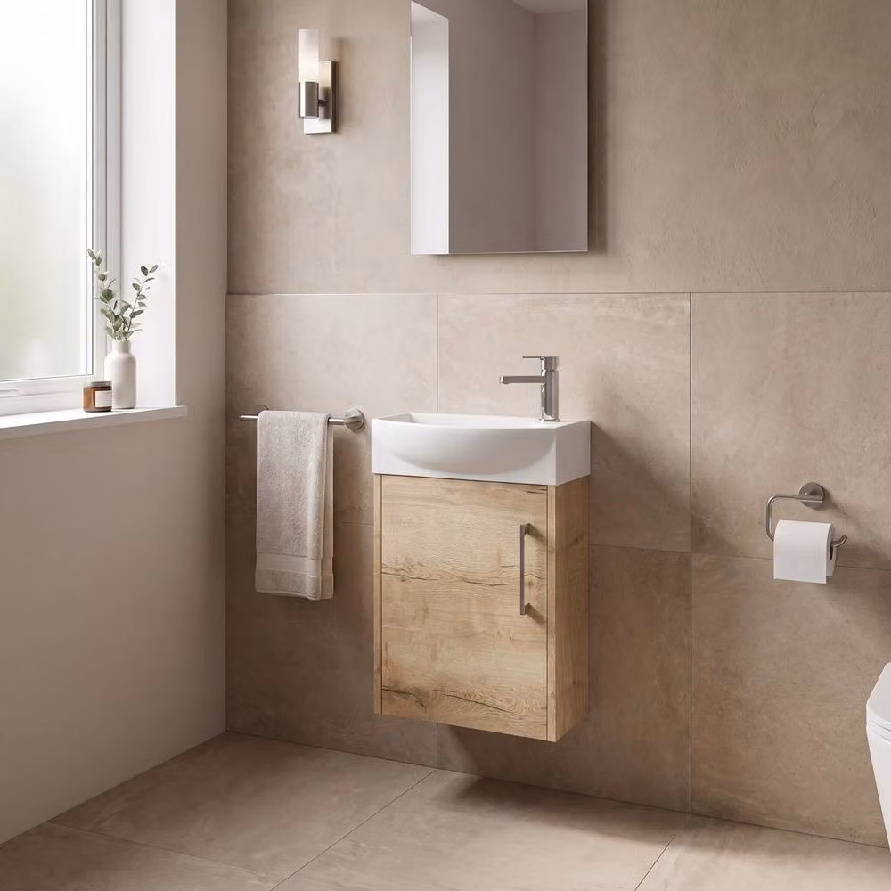 Balterley Winshill Left-Hand 1 Door Cloakroom Vanity Basin Unit, Brown, W: 44 cm – 2