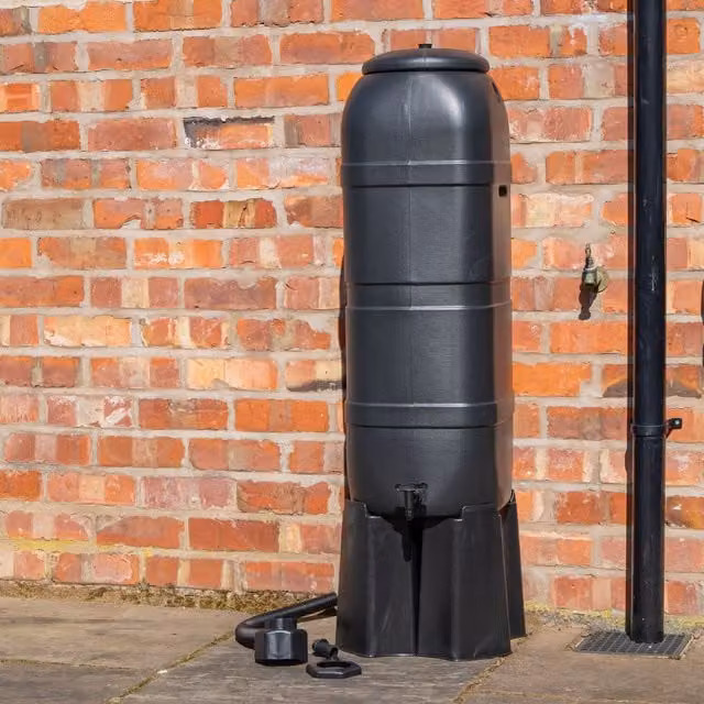 Samuel Alexander Strata 100L Slimline Garden Water Butt with Filter Kit and Stand in Black