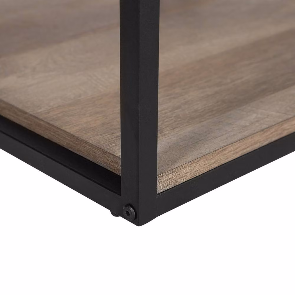Wyld and Coco Home Industrial Side Table with Brown MDF Laminate Top and Black Metal Frame, W/D/H: 56 x 56 x 56 cm – 6
