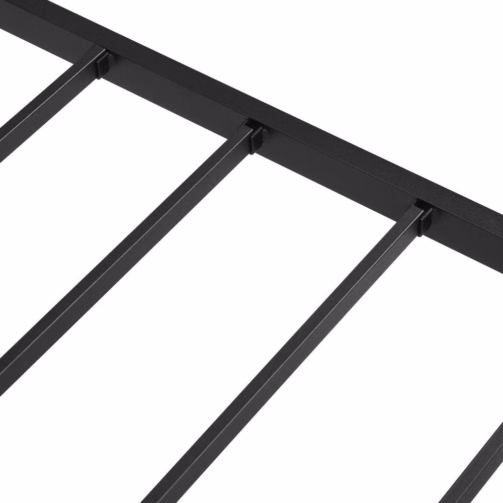 Merax Single Metal Bed Frame with Brown PU Upholstered Headboard, Black, W/D/H: 90 x 190 x 102.5 cm – 4