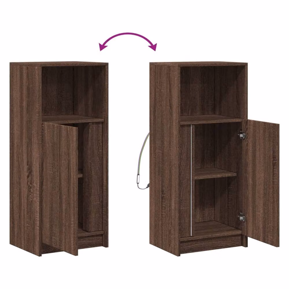 Berkfield Home Modern Sideboard in Brown Oak with Integrated LED Lighting, W/D/H: 42.5 x 34 x 100 cm – 5