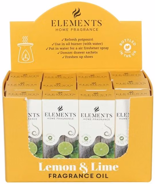 KDMK Set of 12 Fresh Lemon and Lime Fragrance Oils, Yellow