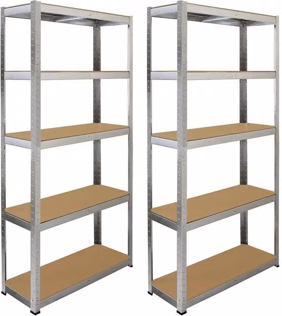 Monstershop Galwix Freestanding Steel Shelving Unit, Silver, H 180 x W 90 x D 30 cm