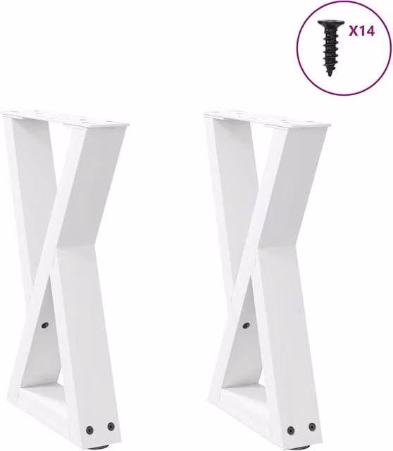 Berkfield Home Steel Coffee Table Legs, 2 Pieces, White, W/D/H: 28 x 28 x 42-43.3 cm – 1