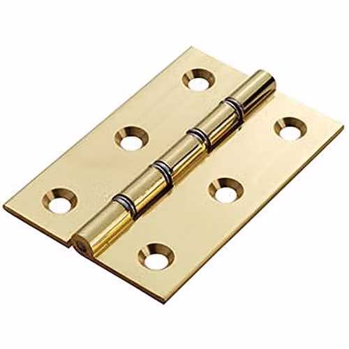 Loops Pair of Polished Brass Double Steel Washered Butt Hinges, W/D/H: 76 x 50 x 2.5 mm