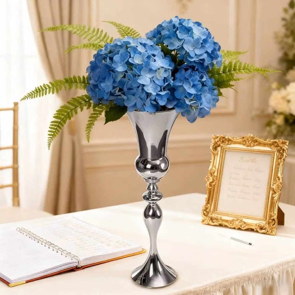 KORVIXA Silver Metal Luxury Cylinder Flower Vase for Tabletop Decor – 2