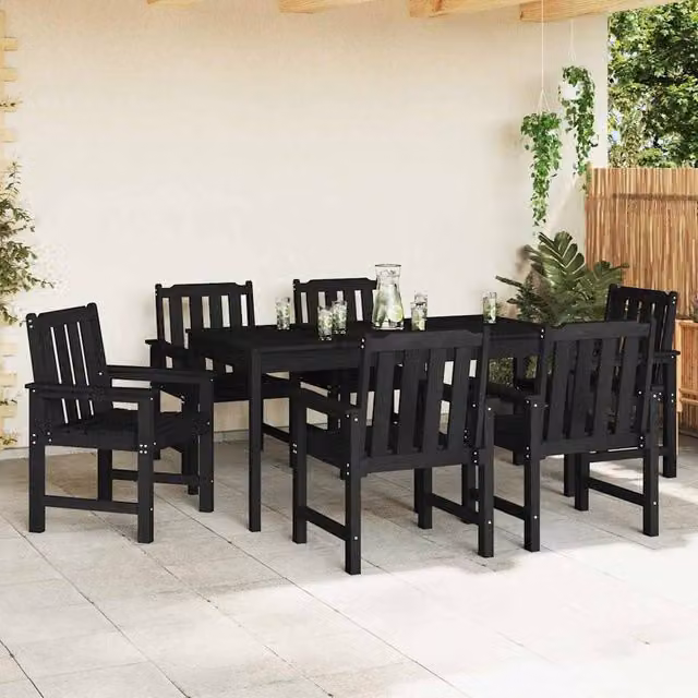 Berkfield Home Modern Garden Dining Chairs, 6 Piece Set, Black, W/D/H: 55.5 x 55.5 x 88 cm