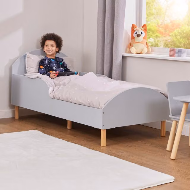 Liberty House Toys Modern Grey Solid Wood Toddler Bed for Children