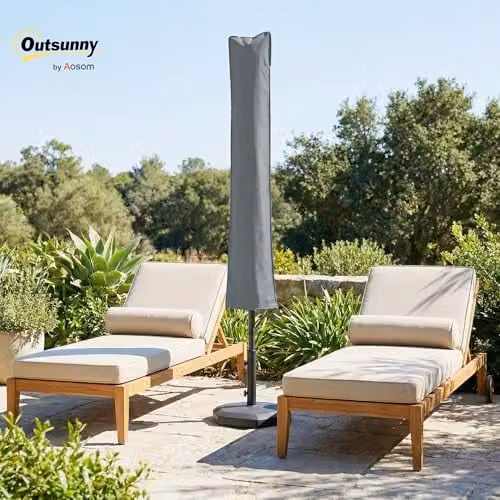 Outsunny Grey Polyester Parasol Cover for Cantilever Umbrellas – 2