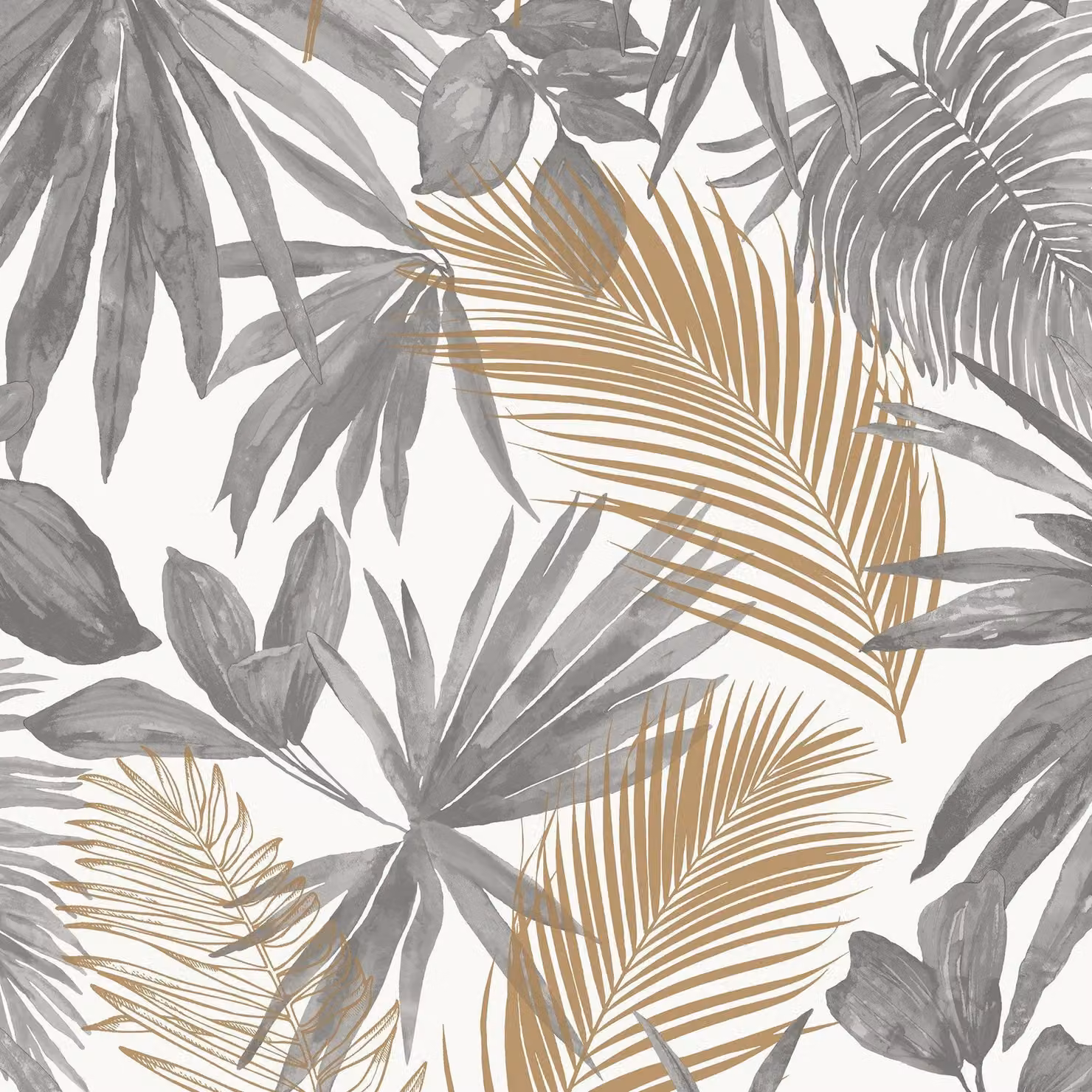 Grandeco Wild Palm Metallic Textured Wallpaper in Grey and Green – 2