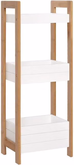 Kelvenix 3-Tier Bamboo Standing Shelf Storage Organiser, H-Shape, Multicolour, Width: 70 cm – 1