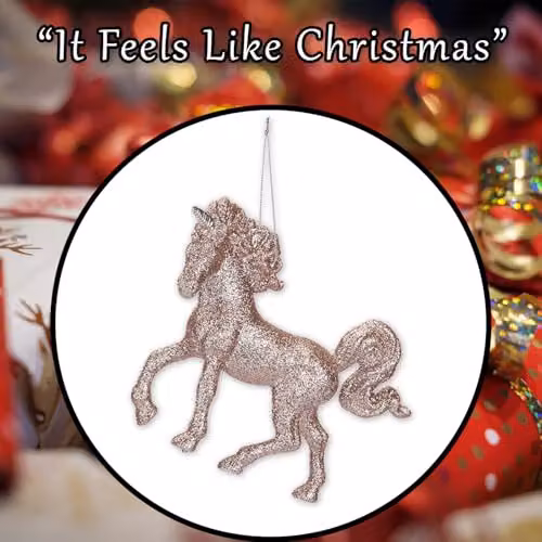 VFM e-Store Rose Gold Hanging Unicorn Christmas Tree Ornament, 13cm – 6