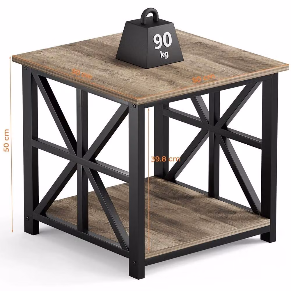 FORGEVIO GreenForest Industrial Side Table with 2-Tier Storage, Brown and Green – 2