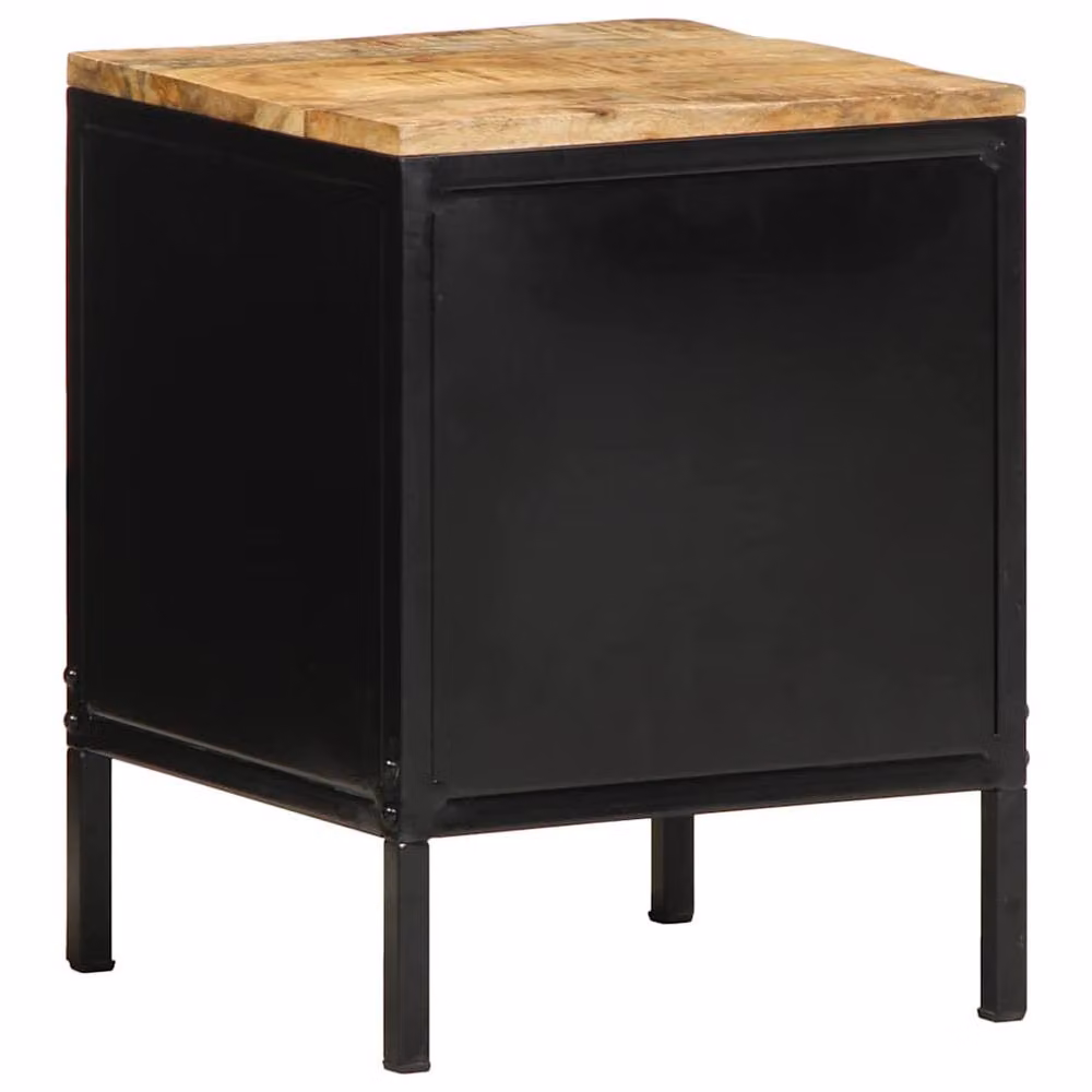 Berkfield Home Classic Mango Wood and Metal Bedside Cabinets, Set of 2, Brown and Black – 5