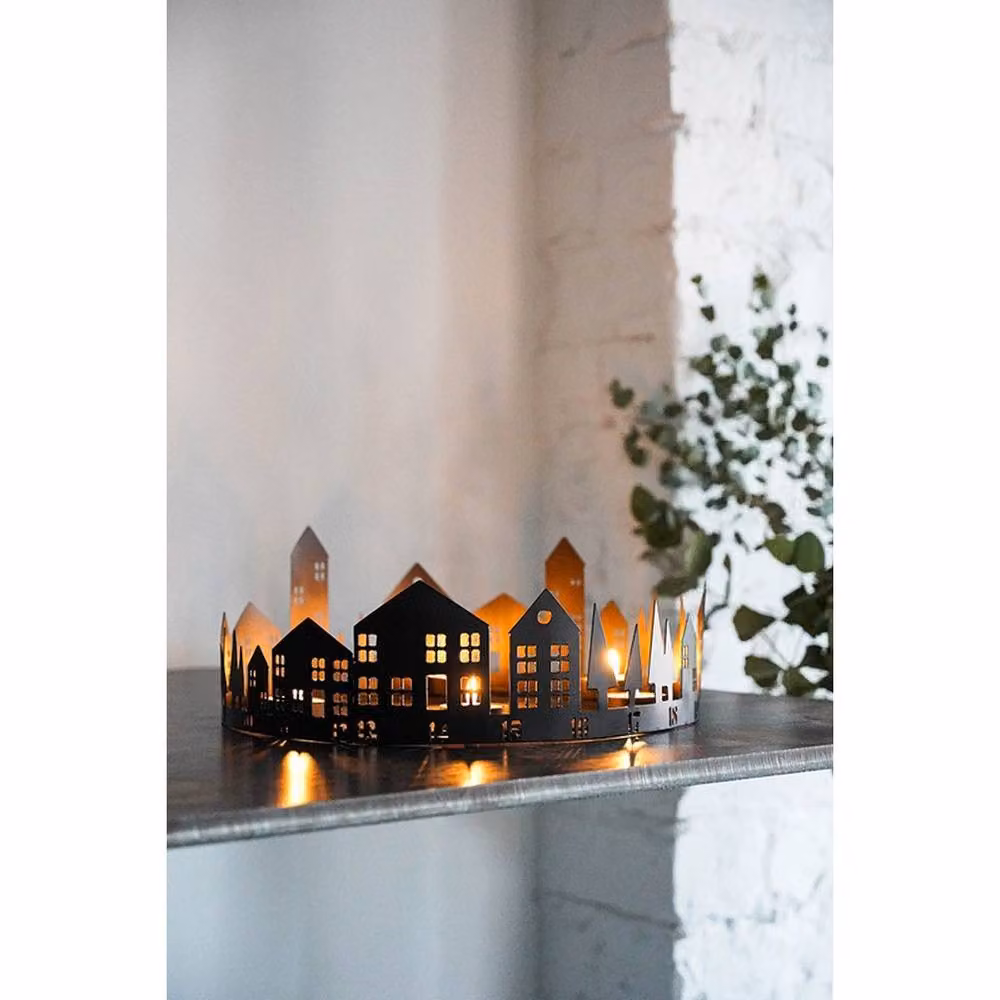 Lemon Pavilion Round Advent Tealight Centrepiece in Black, W: 33 cm, D: 33 cm, H: 15 cm – 4