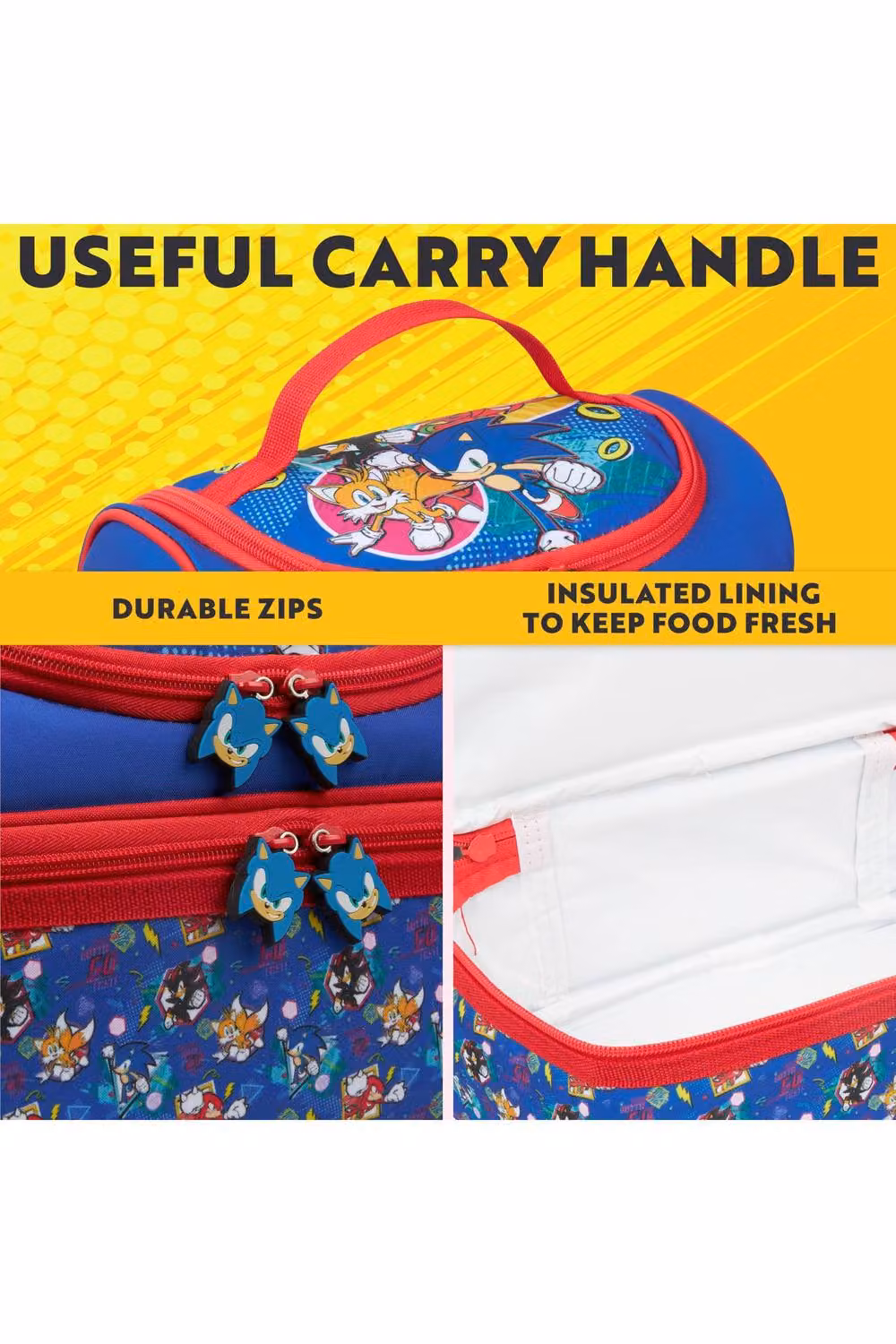 Get Trend Sonic the Hedgehog Insulated Kids Lunch Bag with Dual Compartments in Blue and Red – 8