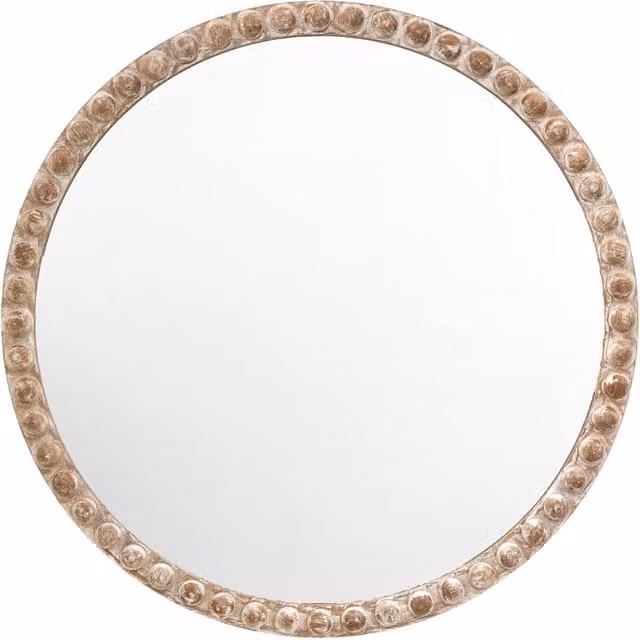 Gallery Direct Millbrook Large Round Wooden Wall Mirror in Natural Brown