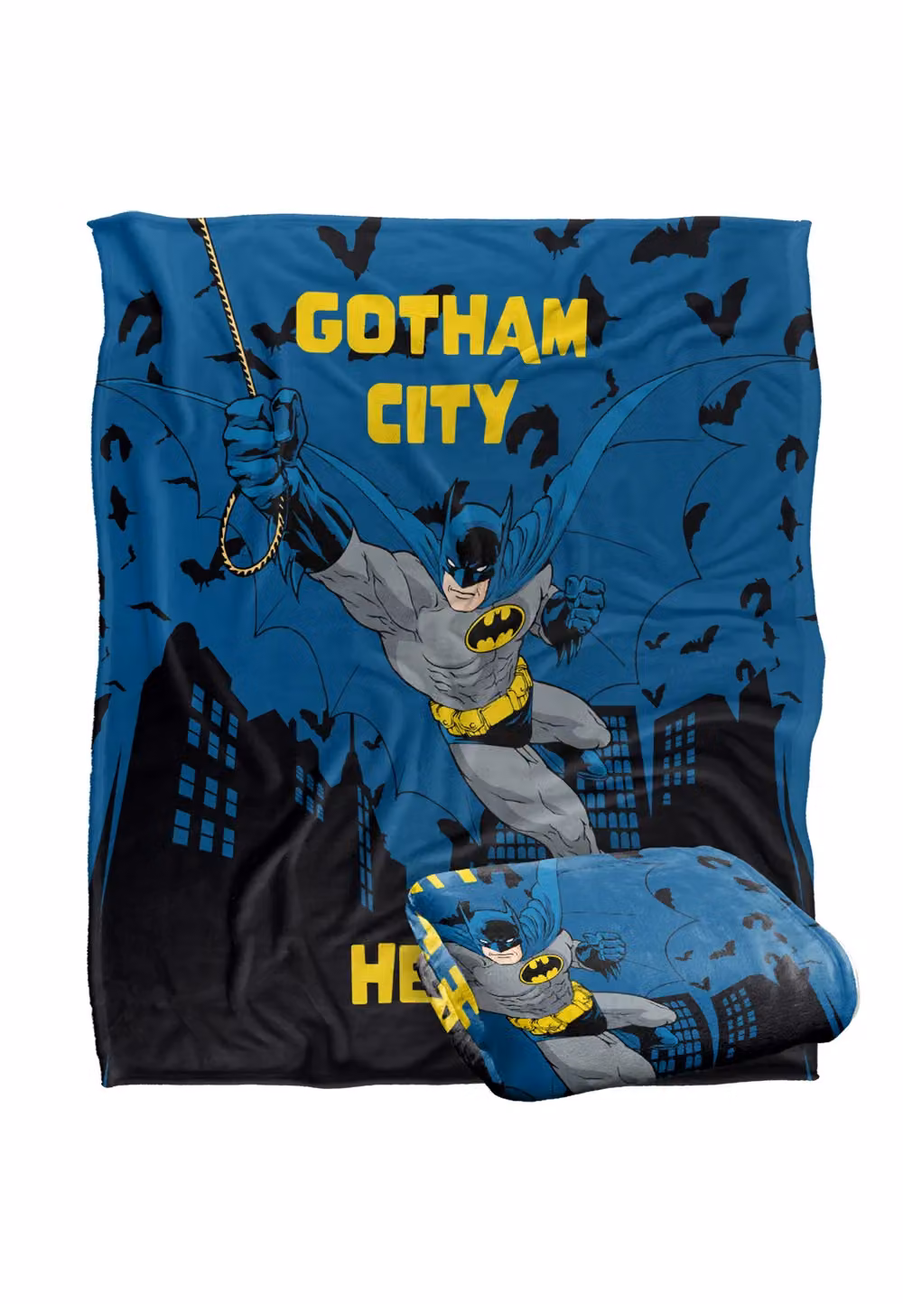 DC Comics Batman Gotham City Hero Blanket in White, W: 152 cm, D: 127 cm – 2