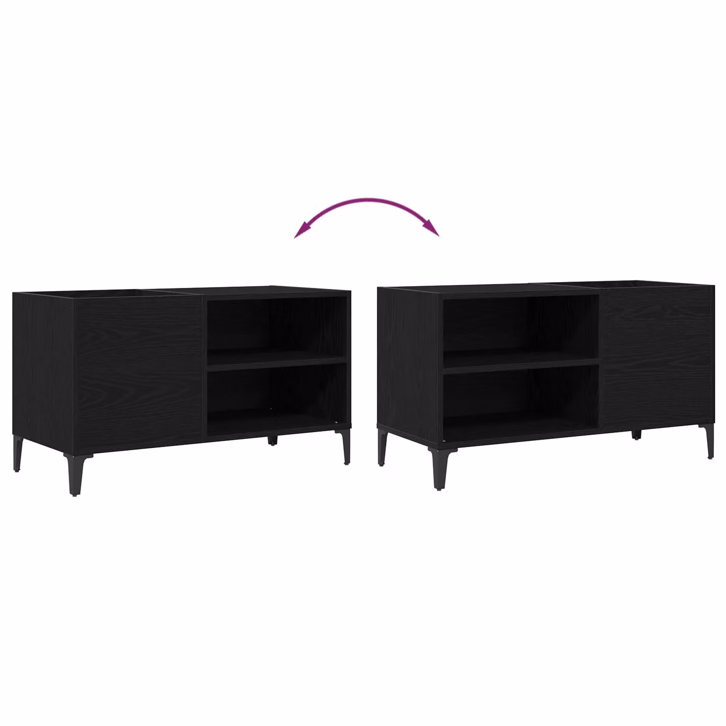 Berkfield Home Black Oak Record Cabinet W/D/H: 84.5 x 38 x 48 cm – 5