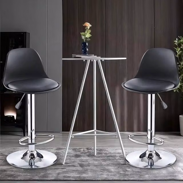 PAWNORA Modern Black PU Leather Kitchen and Dining Chairs, Set of 2