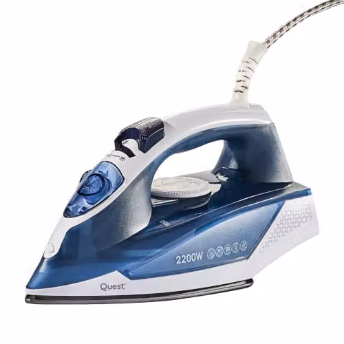 Quest 2200W Steam Iron in Blue with Vertical Steam and Non-Stick Plate – 1