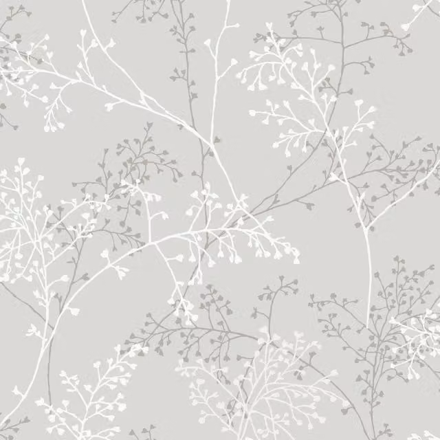 Grandeco Taranto Grey Modern Floral Botanical Wallpaper Roll