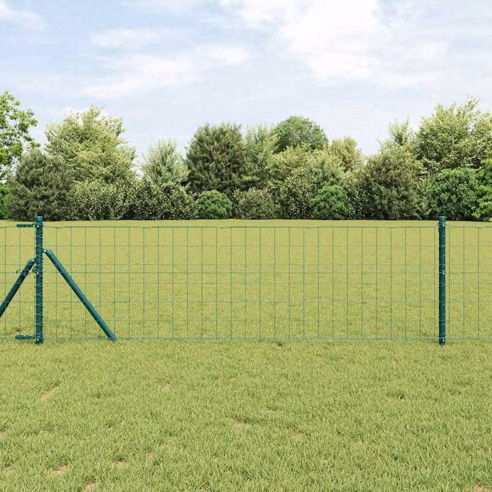 Berkfield Home Modern Euro Fence Green PVC Coated Steel 0.8 x 25 m – 2