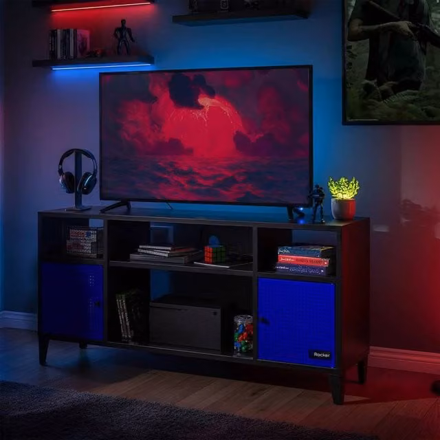 X Rocker Mesh-Tek Media TV Unit with Storage in Blue