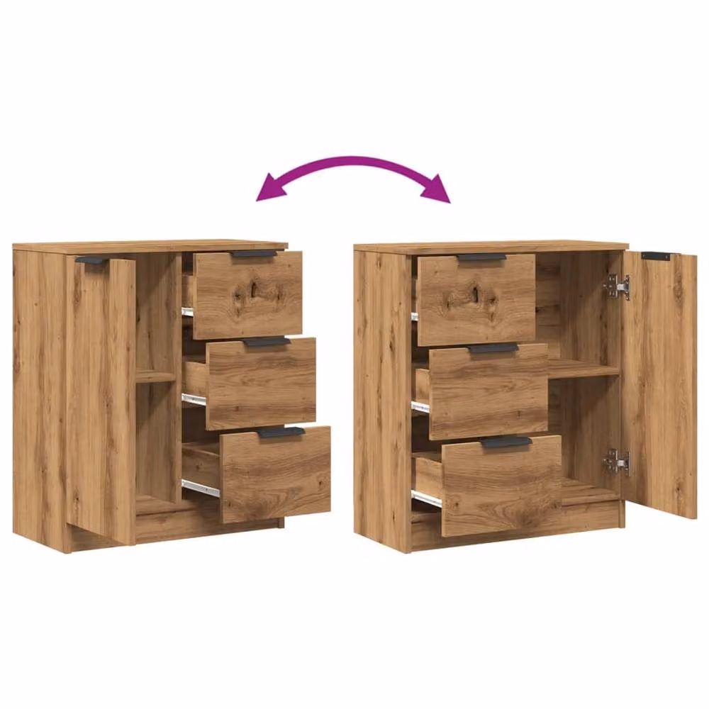 Berkfield Home Artisan Oak Sideboard in Brown, W/D/H: 60 x 30 x 70 cm – 4