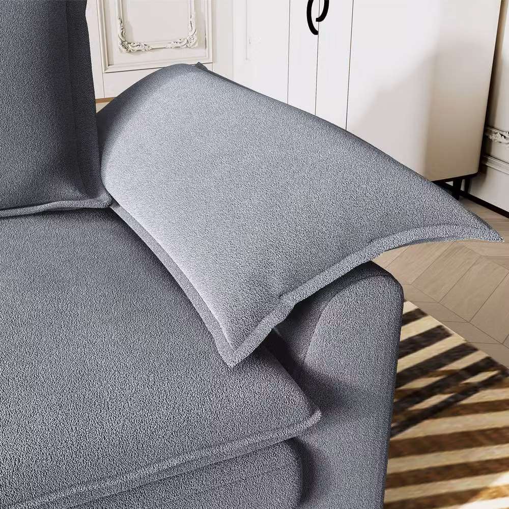 Dprodo Grey Chenille Sofa Sleeper with Deep Seats and Solid Wood Frame – 3