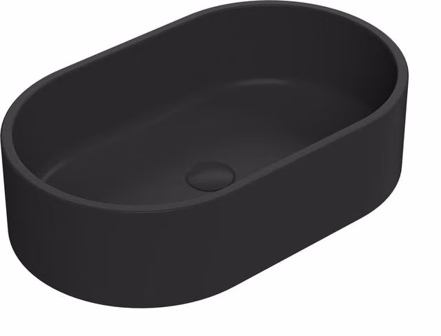Balterley Oval Countertop Vessel Basin in Matt Black, Width: 56.5 cm
