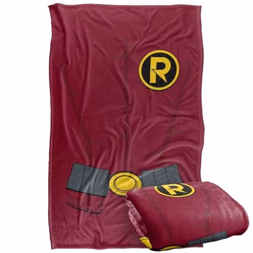 LOGOVISION Batman and Robin Uniform Super Soft Fleece Throw Blanket, Multicolour, W: 91.44 cm x L: 147 cm – 1