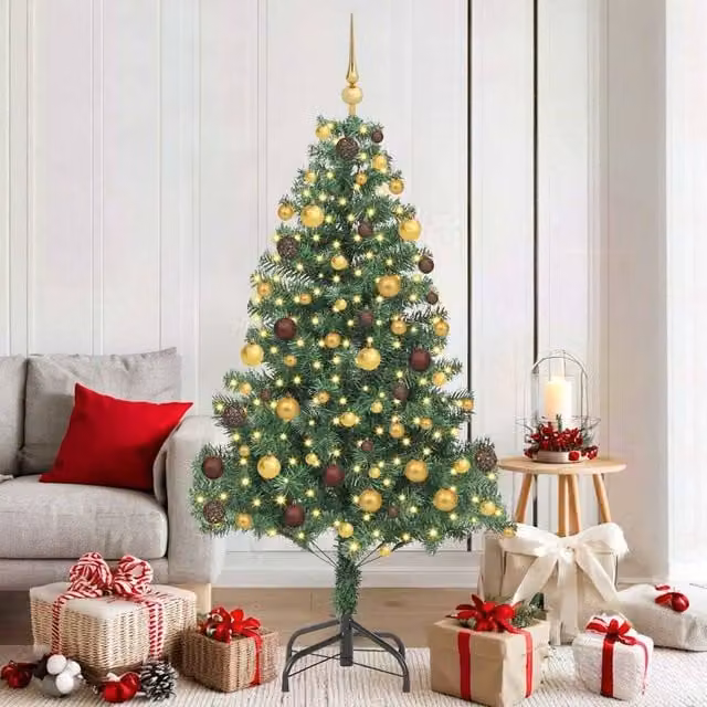 Berkfield Home Green PVC Christmas Tree with 300 LEDs and Stand, Height: 180 cm