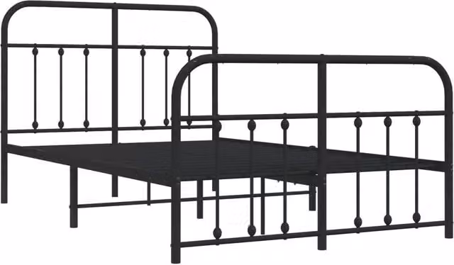 Berkfield Home Metal Bed Frame with Headboard and Footboard in Black, 120 x 200 cm – 1