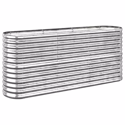 vidaXL Silver Galvanised Steel Garden Raised Bed W: 152 cm, D: 40 cm, H: 68 cm – 1