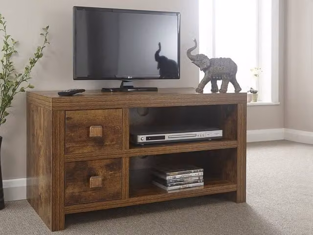 GFW Jakarta 2 Drawer TV Unit in Brown Mango Wood – 2